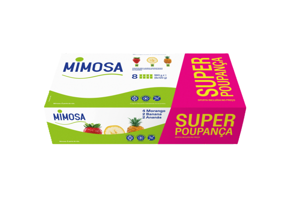 IOGURTE AROMA MORANGO, ANANÁS E BANANA REDUÇÃO AÇÚCAR MIMOSA