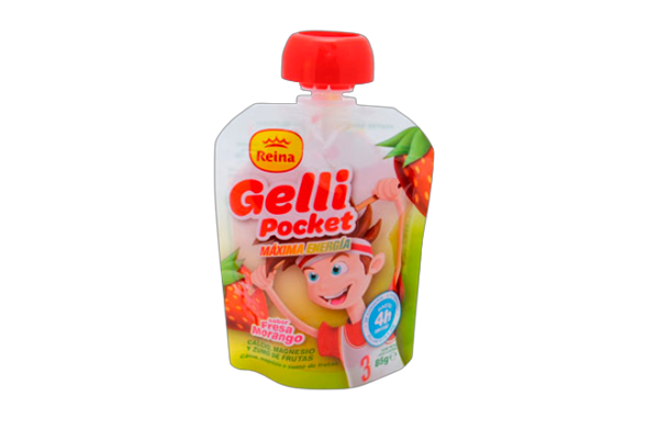 GELATINA GELLI POCKET DE MORANGO REINA 90G