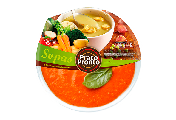Distribuicao Sopa Tomate Manjericao Prato Pronto