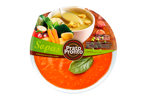 Distribuicao Sopa Tomate Manjericao Prato Pronto