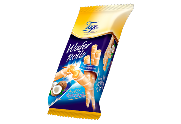 ROLITOS DE WAFER COM RECHEIO DE COCO TAGO