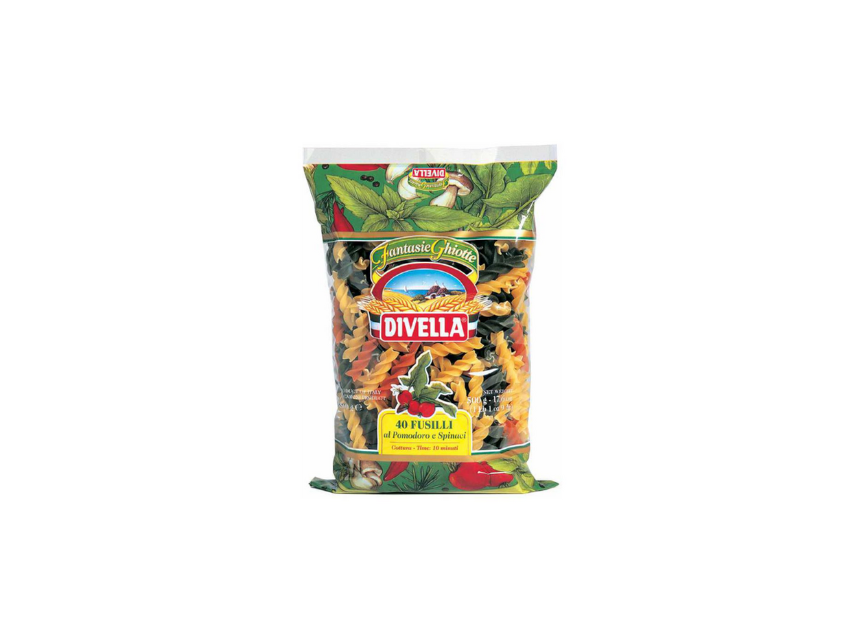 DIVELLA FUSILLI TOMATE/ESPINAFRES 500G