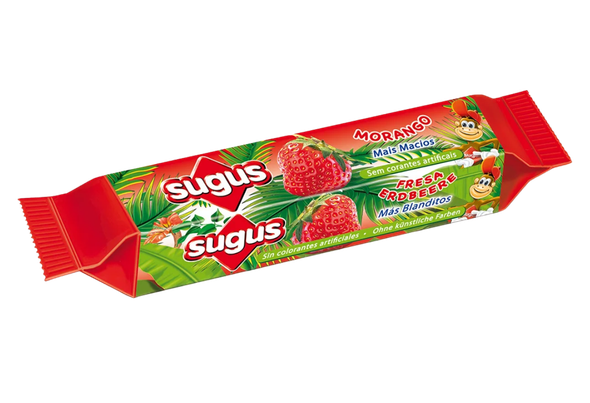 662708 CARAMELOS MORANGO SUGUS 45G CX18