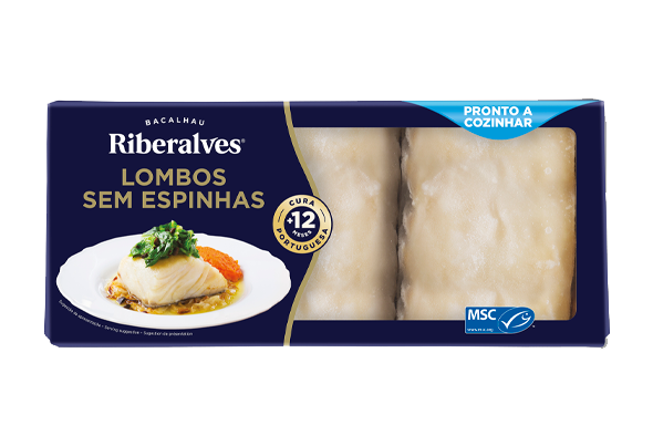 LOMBOS DE BACALHAU DEMOLHADO SEM ESPINHAS CONGELADO RIBERALVES