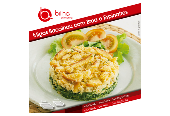 MIGAS DE BACALHAU COM BROA CONGELADAS BRILHA ALIMENTAR