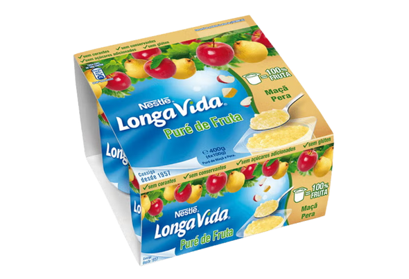 659493 PURE FRUTA MACA PERA LONGA VIDA 4X100G
