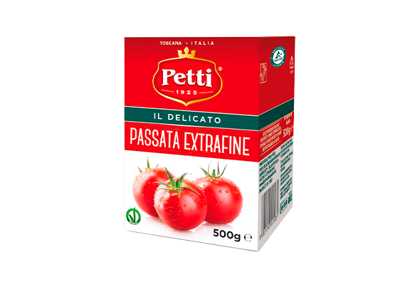 PASSATA DE TOMATE EXTRA FINA EM PACOTE PETTI 500G