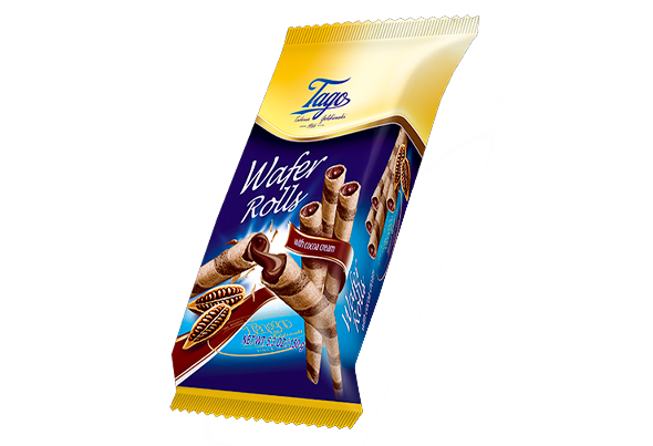 ROLITOS DE WAFER COM RECHEIO DE CACAU TAGO